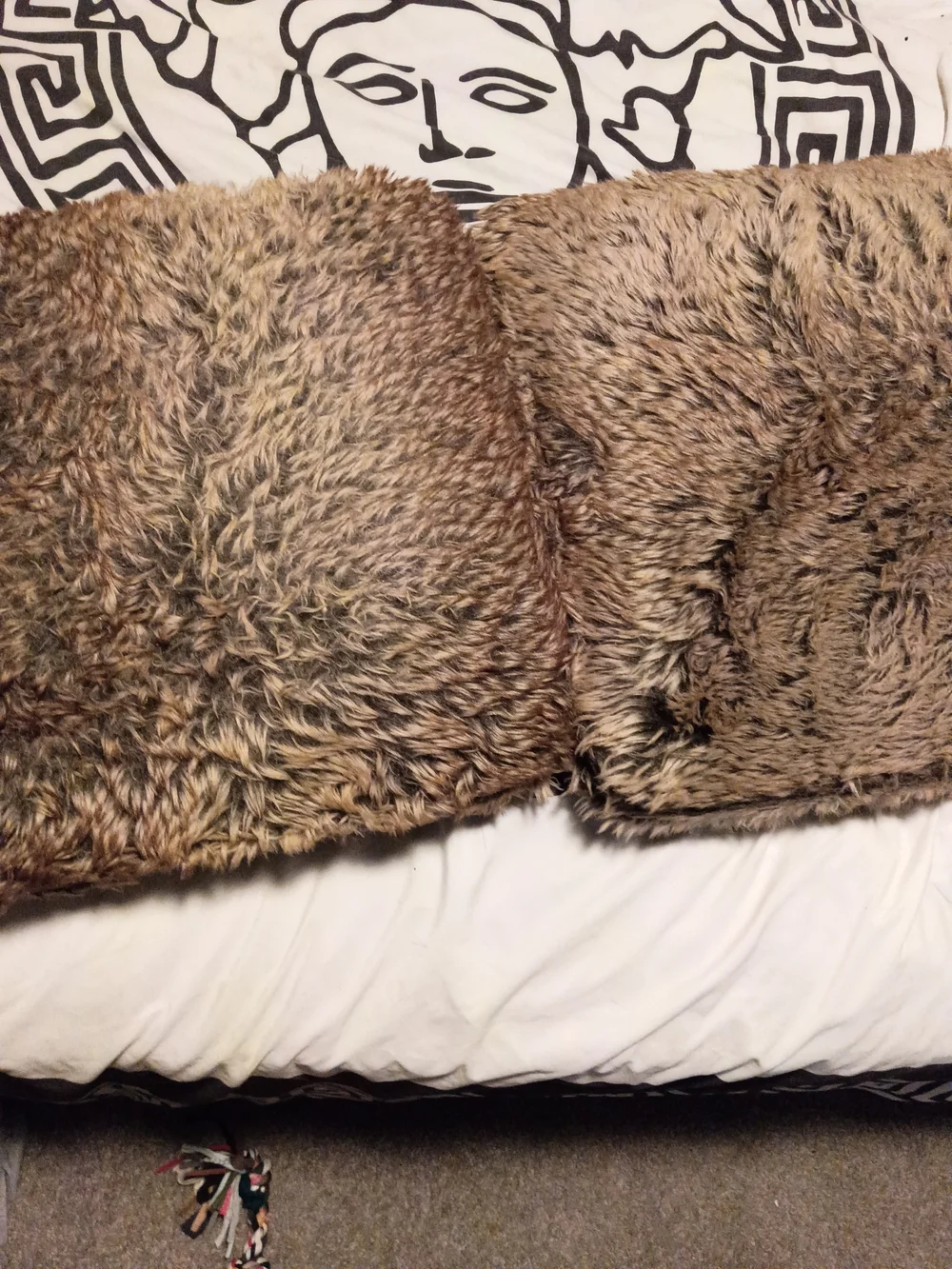 Plush Faux Fur Throw Pillow Covers in Brown - Set of 2